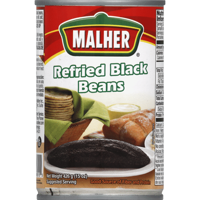 Malher Black Beans, Refried