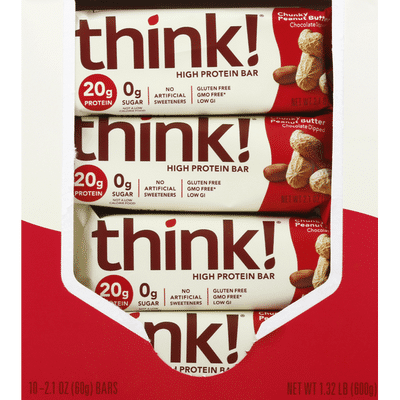 Think! High Protein Bars, Chunky Peanut Butter, Chocolate Dipped