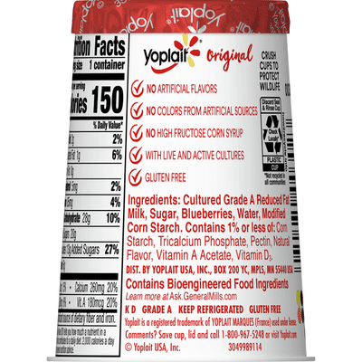 Yoplait Original Yogurt, Mountain Blueberry, Low Fat Yogurt