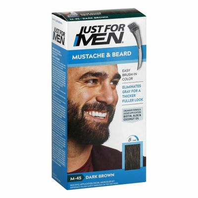 Just For Men Easy Brush-In Color, Mustache & Beard, Dark Brown M-45