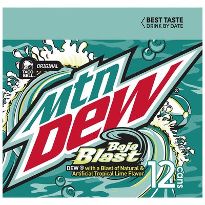 Mtn Dew Soda, Baja Blast, 12 Pack