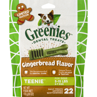 Greenies Dog Food Dental Treats Teenie Gingerbread Limited Edition Pouch 6 Oz Instacart