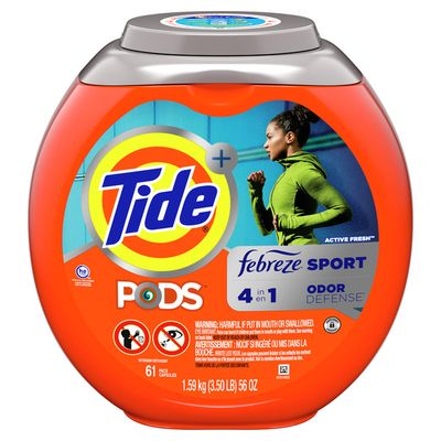 Tide Pods Plus Febreze, Sport Odor Defense Liquid Laundry Detergent Pacs, Active
