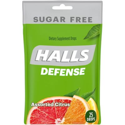 Halls Defense Sugar Free Assorted Citrus Vitamin C Drops