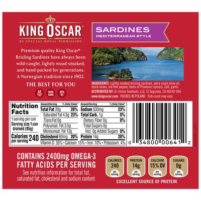 King Oscar Sardines in Olive Oil Mediterranean Style
