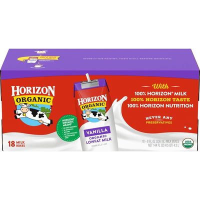 Horizon Organic Organic Vanilla Milk, 18 X 8 oz