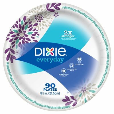Dixie Paper Plates, 8.5 Inch Lunch/Dinner Plate (Design May Vary)