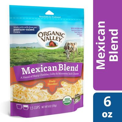 Organic Valley 3 Cheese Organic Finely Shredded Mexican Cheese Blend