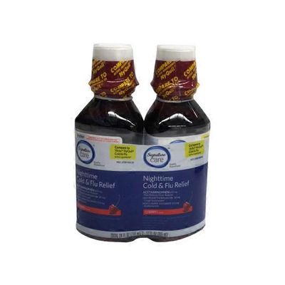 Signature Care Cold & Cough Relief, Nighttime, Cherry Flavor