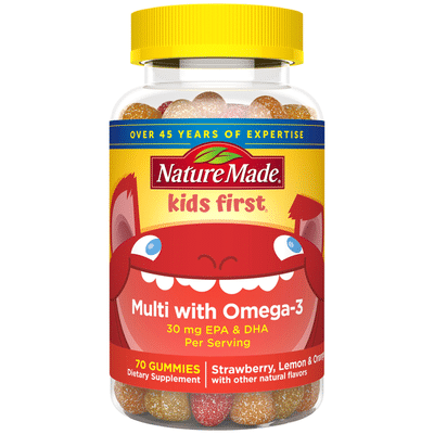 Nature Made Kids First® Multivitamin + Omega 3 Gummies - Strawberry, Lemon & Orange