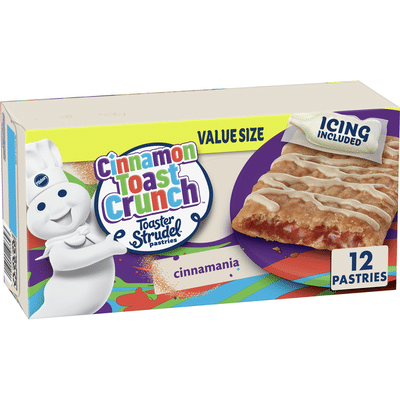 Pillsbury Toaster Strudel, Cinnamon Toast Crunch, Frozen Pastries, 12 Count