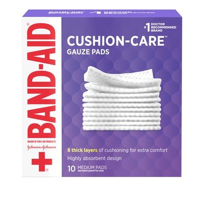 Band-Aid Brand Of First Aid Products Cushion-Care Gauze Pads, 3 Inches By 3 Inches