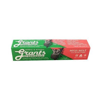 Grants of Australia Mild Mint With Aloe Vera Herbal & Mineral Toothpaste
