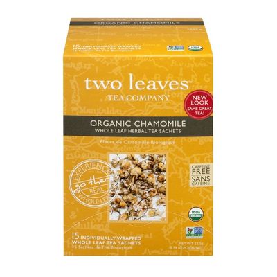 Two Leaves and a Bud Organic Chamomile Whole Leaf Tea Sachets - 15 CT