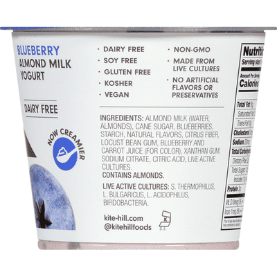 Kite Hill Almond Milk Yogurt, Dairy Free, Blueberry