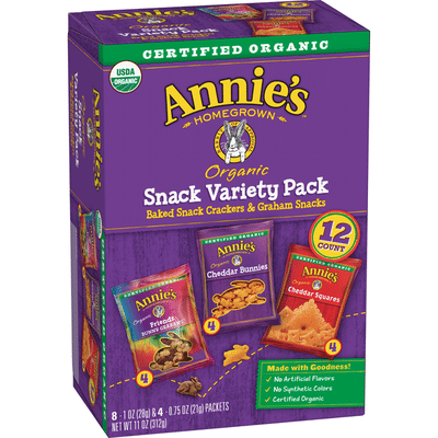 Annie's Variety Pack, Cheddar Bunnies, Bunny Grahams, Cheddar Squares, 12 Count