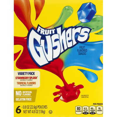 Fruit Gushers Snacks, Fruit Flavored, Variety Pack