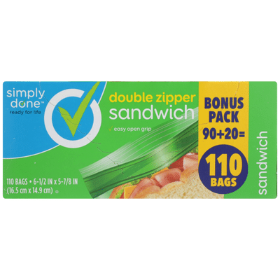 Simply Done Double Zipper Sandwich Bags