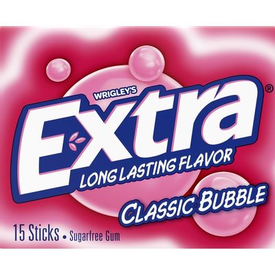 Wrigley Extra Long Lasting Flavor Classic Bubble Sugar Free Gum 15 Ct Instacart