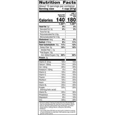 Honey Nut Cheerios Breakfast Cereal with Oats, Gluten Free