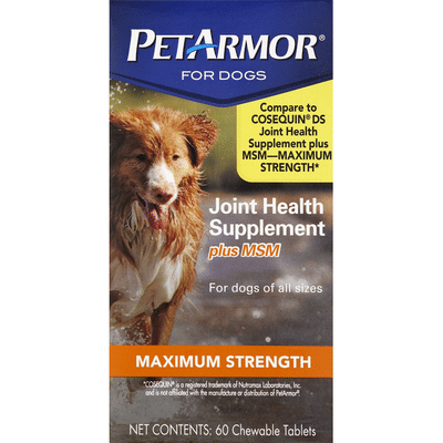 PetArmor Joint Health Supplement, Maximum Strength, Plus MSM, for Dogs, Chewable Tablets