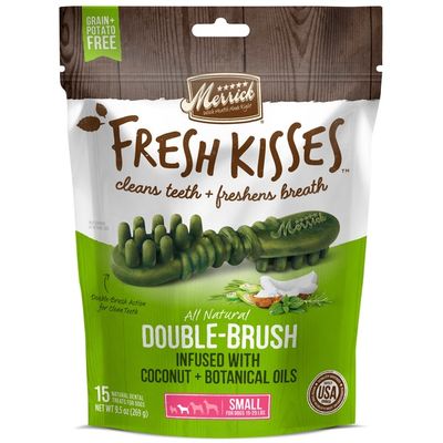 Fresh Kisses Double-brush Infused With Coconut + Botanical Oils Natural Dental Treats For Dogs
