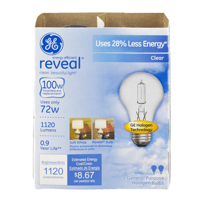 GE Light Bulbs, Halogen, Clear, 72 Watts