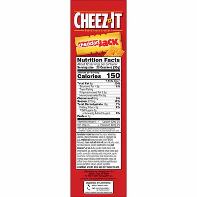 Cheez-It Cheese Crackers, Baked Snack Crackers, Office and Kids Snacks, Cheddar Jack