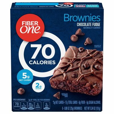 Fiber One Brownies, Chocolate Fudge, 70 Calorie Bar, 5 Net Carbs, Snacks, 6 Count