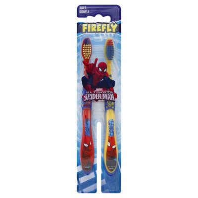 Firefly Toothbrush, Marvel Ultimate Spiderman, Soft, 2 Pack
