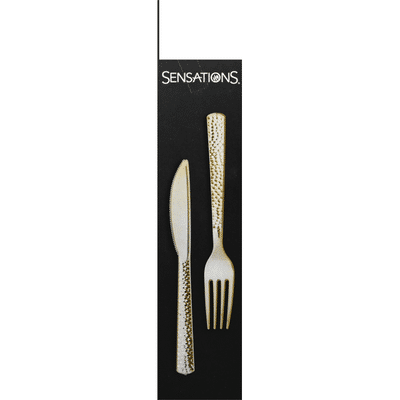 Sensations Cutlery Set, Assorted, Hammered, Gold Metallic