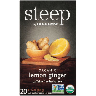 Steep By Bigelow Steep Organic Lemon Ginger Caffeine Free Herbal Tea, Tea Bags