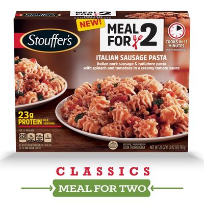 Stouffer's Meal for Two, Italian Sausage Pasta – Frozen Dinner with 2 Servings, 23g of Protein per Serving, Delicious Frozen Pasta Entrée