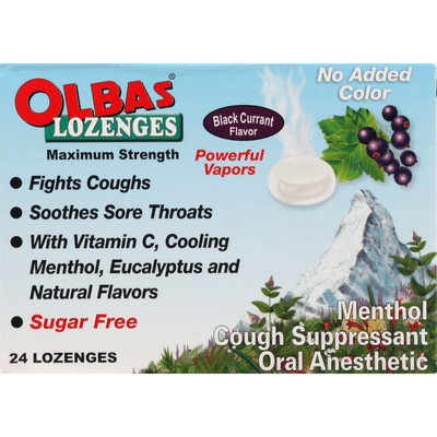 Olbas Lozenges, Sugar Free, Maximum Strength, Black Currant Flavor