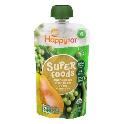 Happy Tot Pears, Green Beans & Peas + Super Chia
