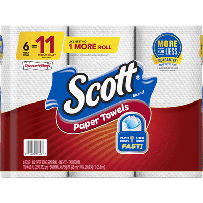 Scott Paper Towels, Mega Rolls, Choose-A-Sheet, One-Ply