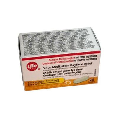 Life Brand Extra Strength Sinus Medication Daytime Relief Caplets