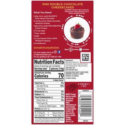 Baker'S Semi-Sweet Chocolate Premium Baking Bar with 56% Cacao