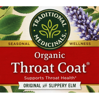 Traditional Medicinals Herbal Supplement, Organic, Original with Slippery Elm,Throat Coat, Tea Bags