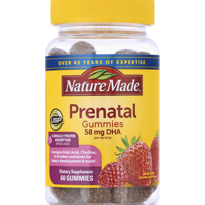 Nature Made Prenatal Gummies With Dha And 100 Daily Value Of Folic Acid Mixed Berry 60 Ct Instacart