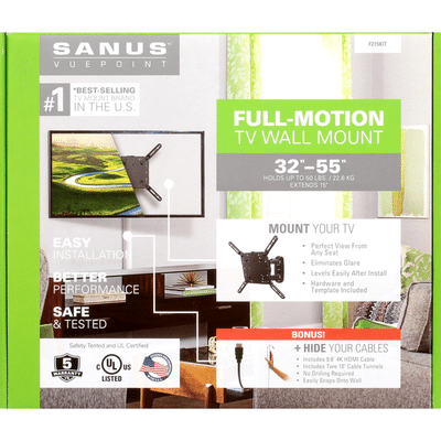 Sanus Vuepoint Wall Mount, TV, Full-Motion, 32 Inches-55 Inches
