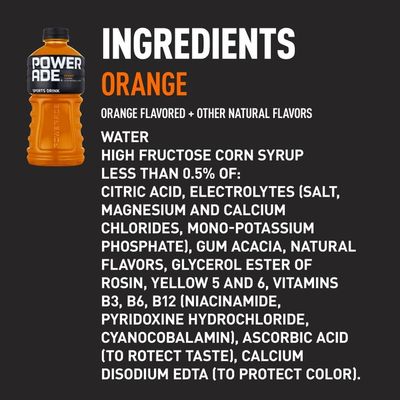 Powerade Orange, Ion4 Electrolyte Enhanced Fruit Flavored Sports Drink W/ Vitamins B3, B6, And B12, Replenish Sodium, Calcium, Potassium, Magnesium