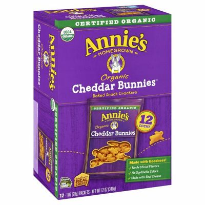 Annie's Organic Cheddar Bunnies Baked Snack Crackers, 12 Count