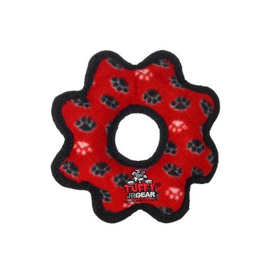 Vip Products Tuffy's Red Paw Print Jr Gear Ring Tug Dog Toy
