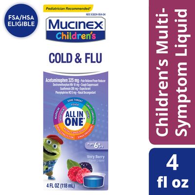 Mucinex® Children's Cold, Cough, & Sore Throat Liquid, Mixed Berry (Packaging May Vary)