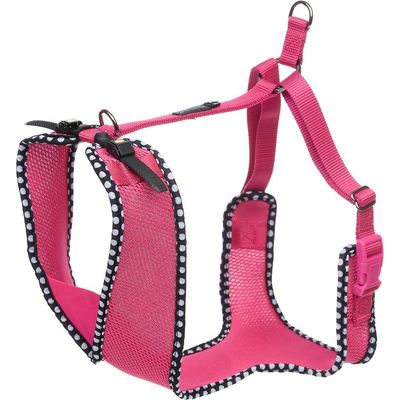 Petco Adjustable Mesh Harness For Big And Tall Dogs In Pink With Polka Dots Small