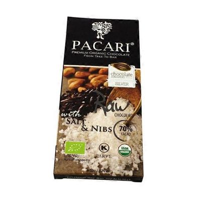 Pacari Raw Chocolate Bar with Salt & Nibs
