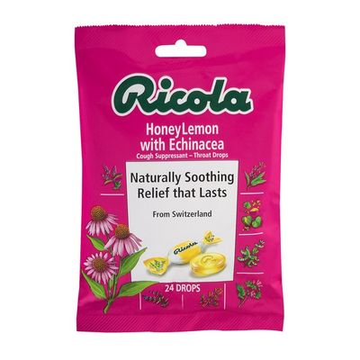 Ricola Cough Suppressant Throat Drops Honey Lemon with Echinacea - 24 CT