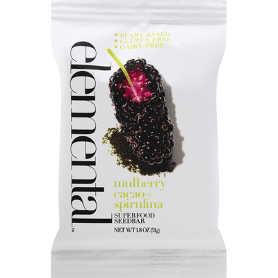Elemental Superfood Seedbar, Mulberry Cacao + Spirulina