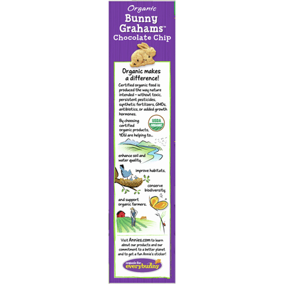 Annie's Organic Whole Grain Chocolate Chip Bunny Graham Snacks